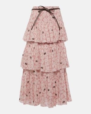 Zimmermann Ottie Floral Midi Skirt - Pink