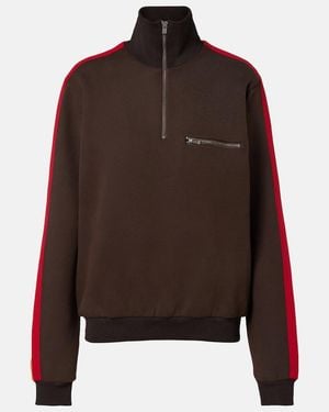 Maison Margiela Cotton-Blend Jersey Half-Zip Sweatshirt - Brown