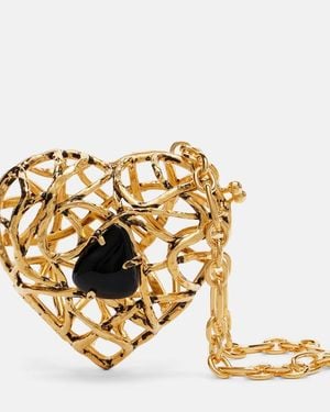 Saint Laurent Heart Embellished Clutch - Metallic