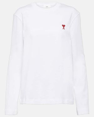 Ami Paris Longsleeve Ami de Cour aus Baumwoll-Jersey - Weiß