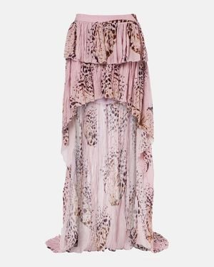 Blumarine Printed Asymmetric Georgette Maxi Skirt - Pink