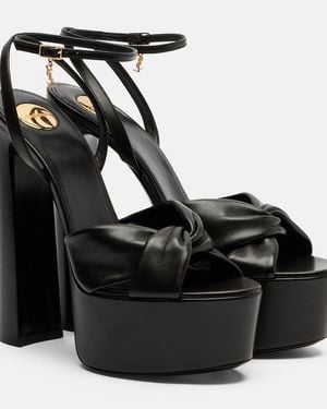 Saint Laurent Franciane 105 Leather Platform Sandals - Black