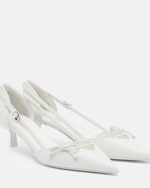 Prada Bow-Detail Leather Court Shoes - White