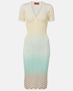 Missoni Zigzag Knitted Cotton-Blend Midi Dress - Green