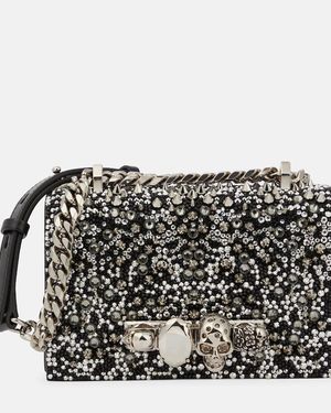 McQueen Verzierte Schultertasche Jewelled Satchel Mini - Schwarz