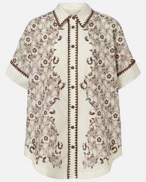 ALÉMAIS Printed Cotton And Silk Bowling Shirt - White