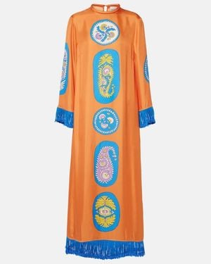 ALÉMAIS Luis Silk Midi Dress - Orange