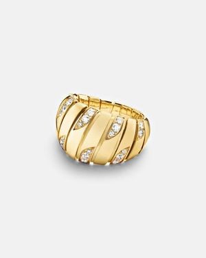 BVLGARI Ring Tubogas Aus 18Kt Gelbgold Mit Diamanten - Mettallic