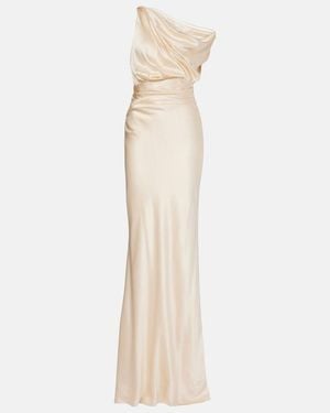 The Sei Draped Silk Satin Gown - Natural