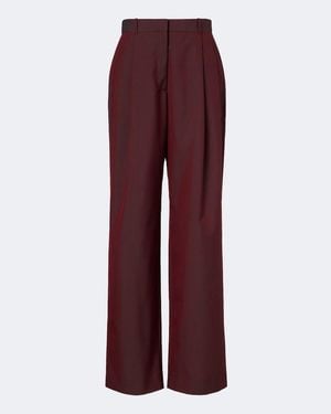 The Row Lowe Pleated Virgin Wool Straight Trousers - Red
