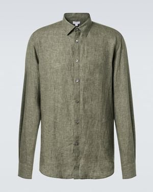 Sunspel Linen Shirt - Green