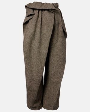 JW Anderson Asymmetric Wool Wide-Leg Pants - Brown