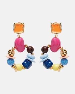Oscar de la Renta Beaded Clip-On Earrings - Blue