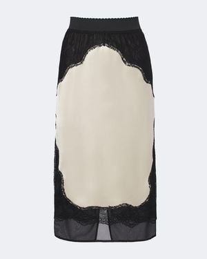 The Attico Lace-Trimmed Satin Midi Skirt - Black