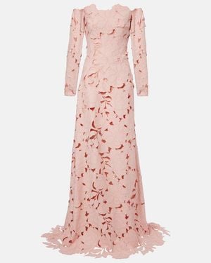 Costarellos Kasia Floral Off-Shoulder Lace Gown - Pink