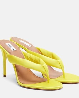 Alaïa Padded Satin Sandals - Yellow
