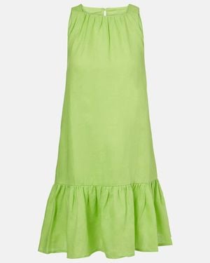 Asceno Adana Linen Minidress - Green