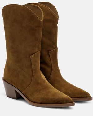 Gianvito Rossi Western 45 Suede Booties - Brown