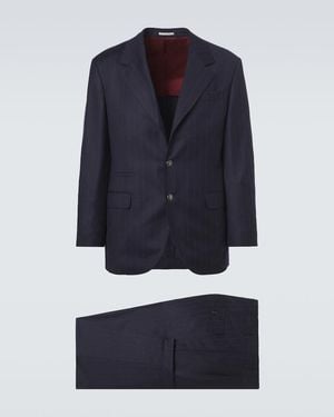 Brunello Cucinelli Pinstripe Virgin Wool Suit - Blue