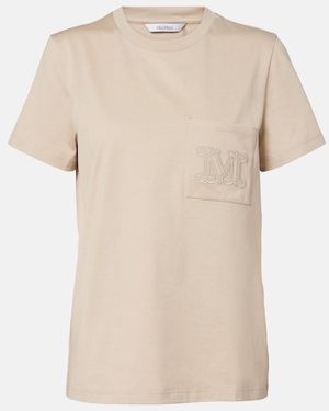Max Mara Monogram Cotton Jersey T-Shirt - Natural