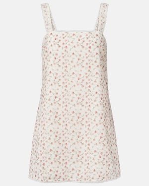 Posse Vestido Corto Charlotte De Algodon Floral - Neutro