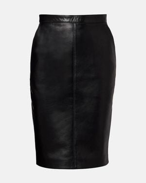 Saint Laurent High-Rise Leather Miniskirt - Black