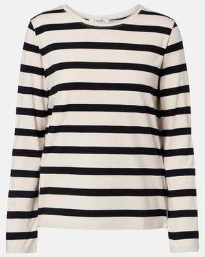 Max Mara Divina Striped Cotton-Blend Jersey T-Shirt - Black