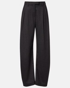 Brunello Cucinelli Virgin Wool Wide-Leg Trousers - Blue