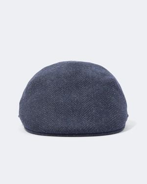 Borsalino Parigi Herringbone Virgin Wool Flat Cap - Blue
