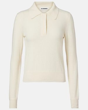 Jil Sander Polopullover Aus Schurwolle - Weiß