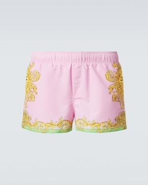 Versace Printed Swim Trunks - Pink