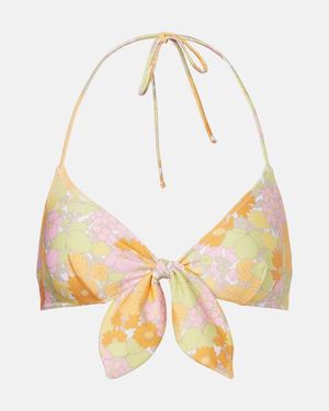 Chloé Bow-Detail Floral Bikini Top - Multicolour