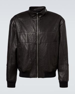 Saint Laurent Leather Bomber Jacket - Black
