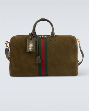 Gucci Savoy Medium Suede Duffel Bag - Green