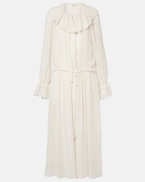Chloé Ruffled Silk-Blend Crepe Maxi Dress - White