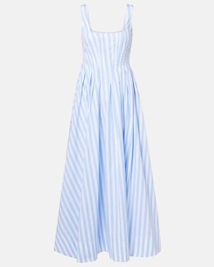 Sportmax Filmato Striped Cotton Poplin Midi Dress - Blue