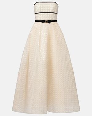 Elie Saab Embellished Belted Gown - Natural