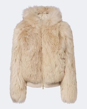 Eleventy Hooded Shearling Jacket - Natural