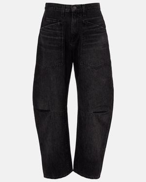 Nili Lotan Shon Mid-Rise Barrel-Leg Jeans - Black