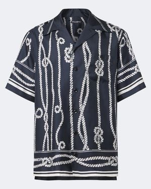 Dolce & Gabbana Printed Silk Bowling Shirt - Black