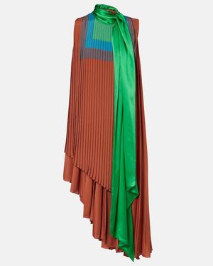 Loewe Pleated Asymmetric Dress - Green