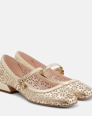 Roger Vivier New Tres Vivier 25 Leather Mary Jane Pumps - Natural