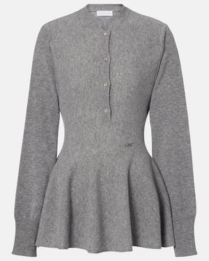 Stella McCartney Top Peplum De Lana Virgen - Gris