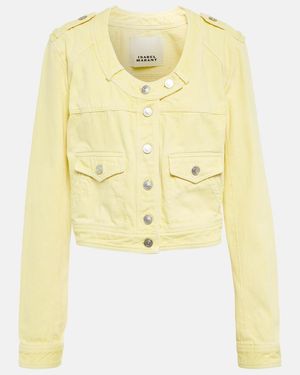 Isabel Marant Valene Cropped Denim Jacket - Yellow