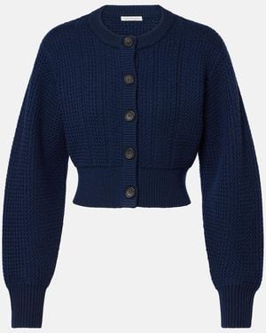 Emilia Wickstead Albert Cropped Wool Cardigan - Blue