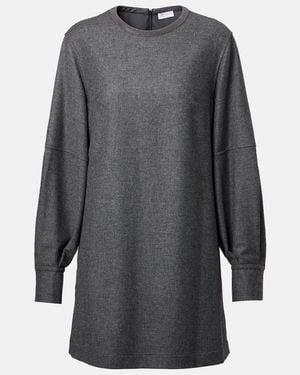 Brunello Cucinelli Wool And Cashmere Minidress - Grey