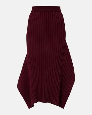 Stella McCartney Asymmetric Ribbed-Knit Midi Skirt - Red
