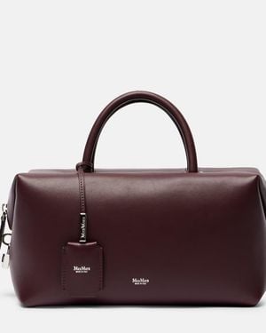Max Mara Holdall Medium Leather Tote Bag - Purple