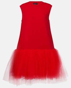 Simone Rocha Tulle-Trimmed Cotton Jersey Minidress - Red