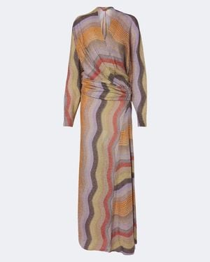 Missoni Draped Printed Lame Gown - Brown